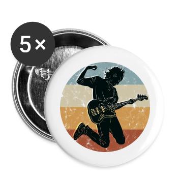Basse | Basse E-Basse | Basse-Guitare Design - Lot de 5 petits badges (25 mm) - blanc - Devant