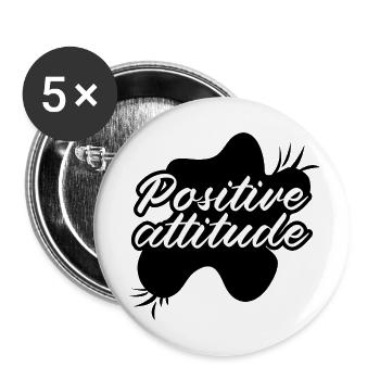 Atitude Positive - Lot de 5 petits badges (25 mm) - blanc - Devant