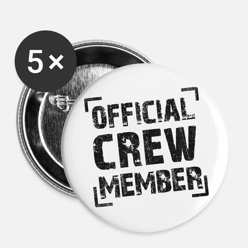 official crew member - Buttons klein 25 mm (5er Pack) - Weiß