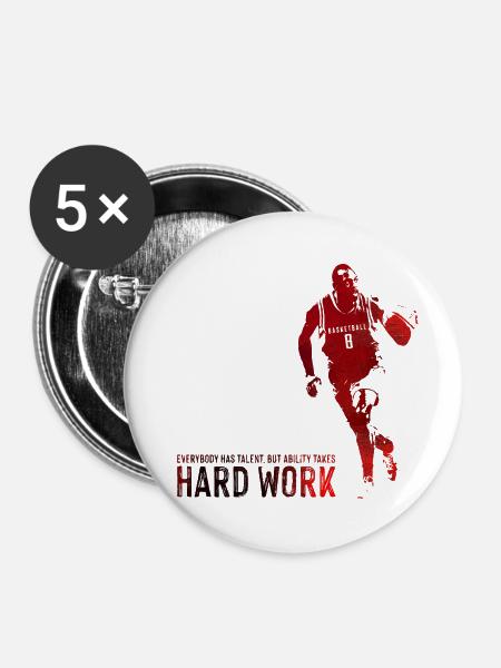 Basketball - Buttons klein 25 mm (5er Pack) - Weiß