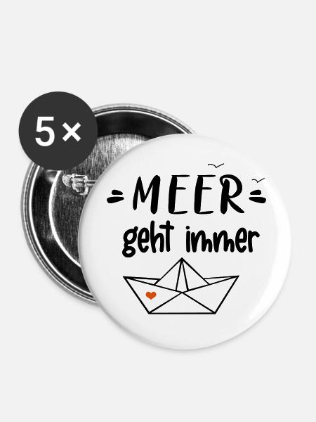 Meer geht immer - Buttons klein 25 mm (5er Pack) - Weiß