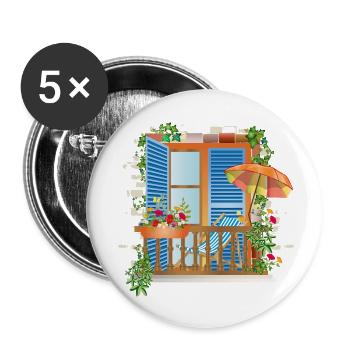 Holiday can be so beautiful at home on balconies - Buttons small 1''/25 mm (5-pack) - white - Front