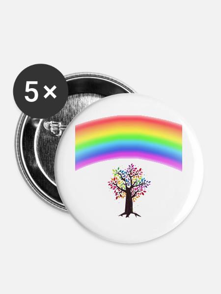 Rainbow Tree - Buttons klein 25 mm (5er Pack) - Weiß