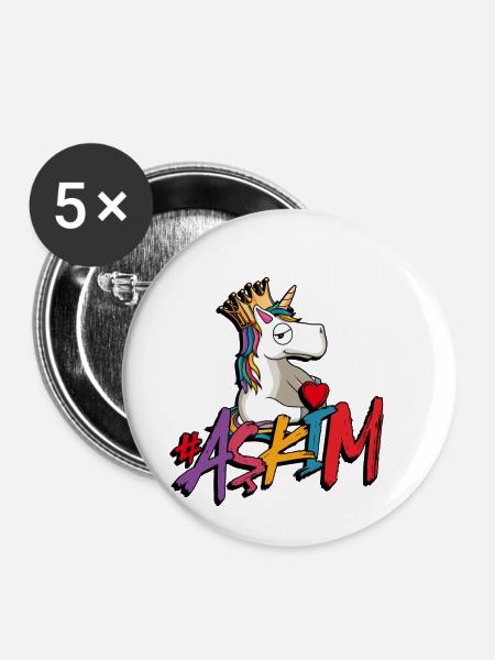 askim einhorn türkisch - Buttons klein 25 mm (5er Pack) - Weiß