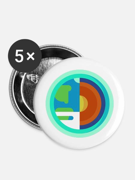 Erde - Buttons klein 25 mm (5er Pack) - Weiß