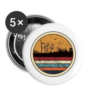 Wind farm at sunset - renewable energy - Buttons small 1''/25 mm (5-pack) - white - Front