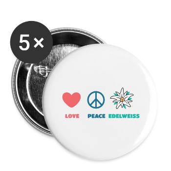 Love Peace Edelweiss Alpen Liebhaber Geschenkidee - Buttons klein 25 mm (5er Pack) - Weiß - Vorne