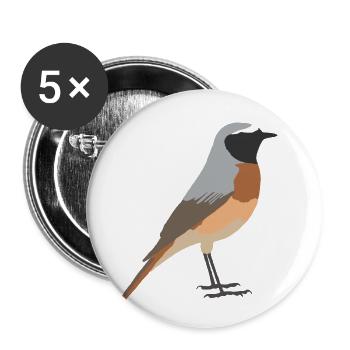 Queue rouge de jardin - Lot de 5 petits badges (25 mm) - blanc - Devant