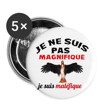 je ne suis pas magnifique je suis maléfique - Lot de 5 petits badges (25 mm) - blanc - Devant