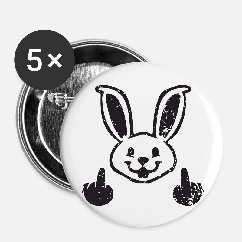 Cheeky Rabbit - cheeky - middle finger - Buttons small 1''/25 mm (5-pack) - white