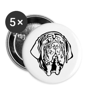 Mastino Napoletano Tête - Lot de 5 petits badges (25 mm) - blanc - Devant
