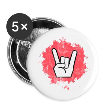 Pommesfork colorful heavy metal, rock symbol - Buttons small 1''/25 mm (5-pack) - white - Front