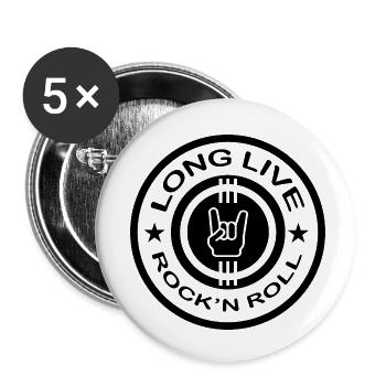 Rock Musik Rock and Roll - Lot de 5 petits badges (25 mm) - blanc - Devant
