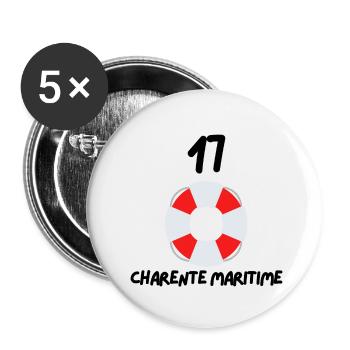 17 Charente Maritime Bouée - Lot de 5 petits badges (25 mm) - blanc - Devant