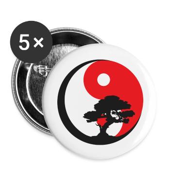Qigong Bonsai Ying Yang - Buttons small 1''/25 mm (5-pack) - white - Front