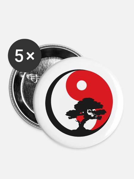 qigong bonsai ying yang - Buttons klein 25 mm (5er Pack) - Weiß