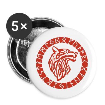 Wikinger-Emblem des Roten Wolfes - Buttons klein 25 mm (5er Pack) - Weiß - Vorne