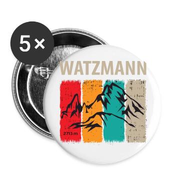 Montagne Watzmann avec un fond coloré - Lot de 5 petits badges (25 mm) - blanc - Devant