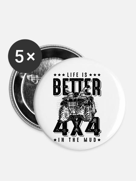 Quad Racer Quadfahrer - Buttons klein 25 mm (5er Pack) - Weiß