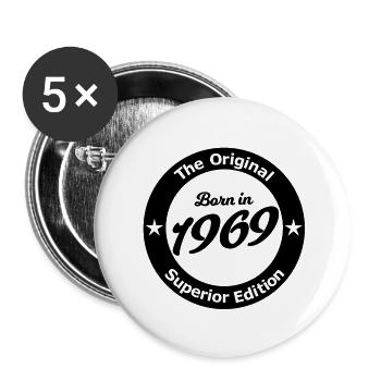 Born in 1969 - Lot de 5 petits badges (25 mm) - blanc - Devant