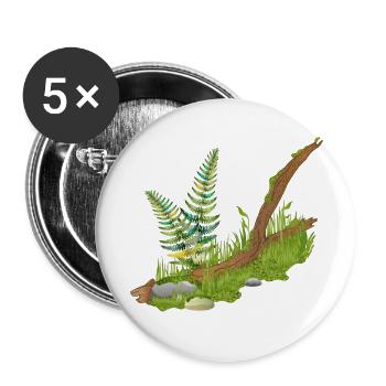 a piece of broken mossy branch at the edge of the forest - Buttons small 1''/25 mm (5-pack) - white - Front