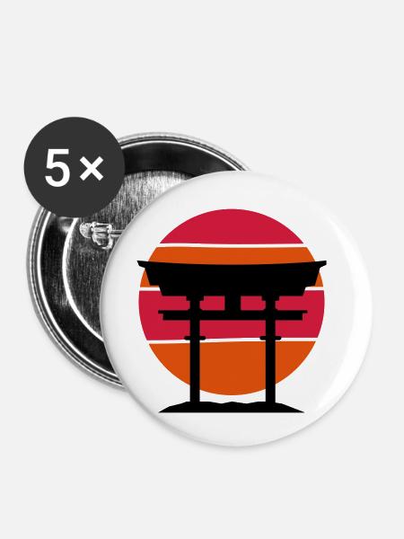 japan gate - Buttons klein 25 mm (5er Pack) - Weiß