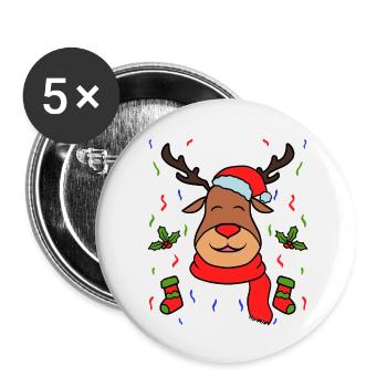 Rennais Noël décorations - Lot de 5 petits badges (25 mm) - blanc - Devant
