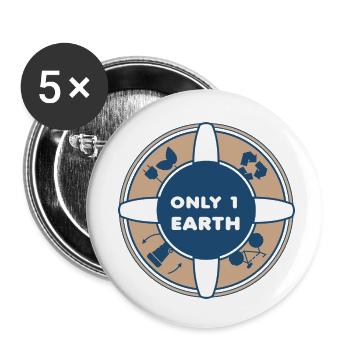 Only One Earth / Tag der Erde - Buttons small 1''/25 mm (5-pack) - white - Front