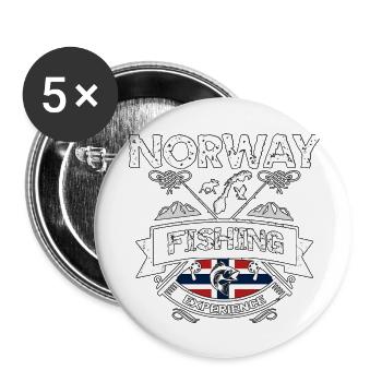 Norway Fishing Experience Angeln Norwegen - Buttons klein 25 mm (5er Pack) - Weiß - Vorne