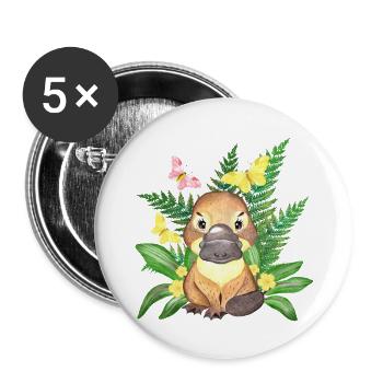 Australie Ornou doux australique animal blason - Lot de 5 petits badges (25 mm) - blanc - Devant