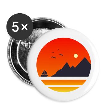boat in sunset - Lot de 5 petits badges (25 mm) - blanc - Devant