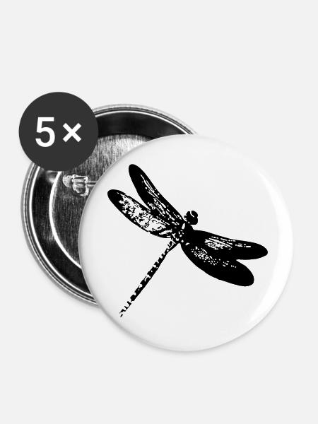 Dragonfly - Choose your Colour - Buttons klein 25 mm (5er Pack) - Weiß