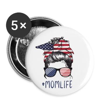 Mom Life Matching - Buttons small 1''/25 mm (5-pack) - white - Front