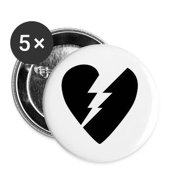 Schwarzes Herz Gebrochen Logo - Buttons klein 25 mm (5er Pack) - Weiß - Vorne