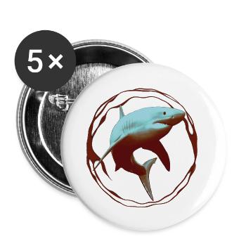 Great White Shark - Buttons small 1''/25 mm (5-pack) - white - Front