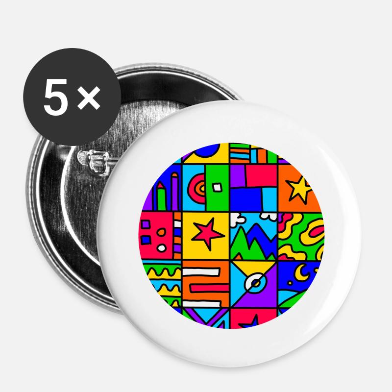 Wanderung - Buttons klein 25 mm (5er Pack) - Weiß