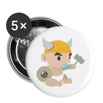 Viking Baby Schnuller Wikinger Geschenkidee - Buttons klein 25 mm (5er Pack) - Weiß - Vorne