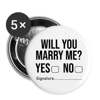 Willst du mich heiraten? - Buttons klein 25 mm (5er Pack) - Weiß - Vorne