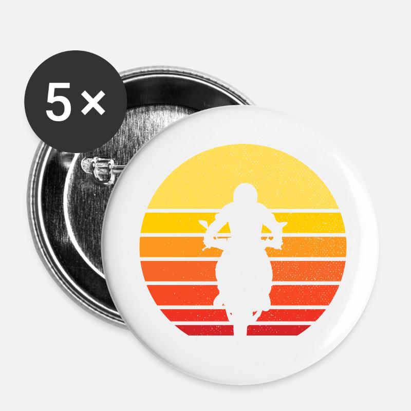 motorcycle and sunset - biker - Buttons small 1''/25 mm (5-pack) - white