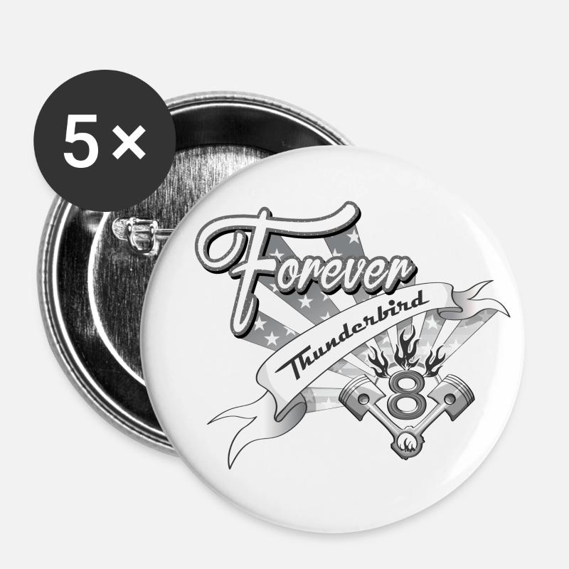 Forever V8 Thunderbird - Buttons small 1''/25 mm (5-pack) - white