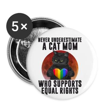 LGBT Cat Mom Support Equal Rights - Buttons small 1''/25 mm (5-pack) - white - Front