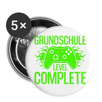 Grundschule Abschluss Level Complete - Buttons klein 25 mm (5er Pack) - Weiß - Vorne