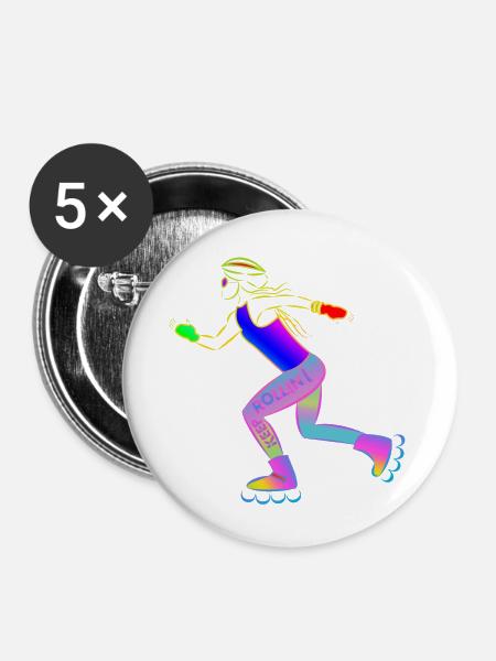 Roller Girl - Keep Rolling - Buttons klein 25 mm (5er Pack) - Weiß