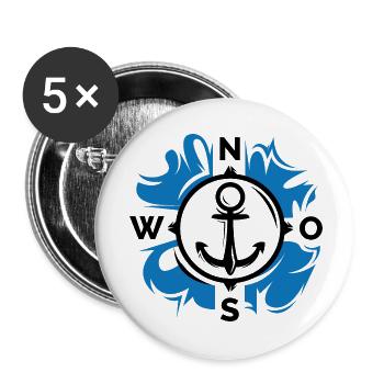 Logo icon anchor symbol water water ocean North - Buttons small 1''/25 mm (5-pack) - white - Front