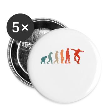Skater Skateboard Retro Freestyler Evolution - Buttons klein 25 mm (5er Pack) - Weiß - Vorne