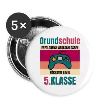 Grundschule Abschluss 2021 Mit Abstand die Besten - Buttons klein 25 mm (5er Pack) - Weiß - Vorne