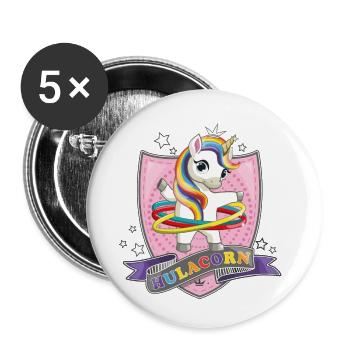 Einhorn Hula Hop / Hulacorn - Buttons klein 25 mm (5er Pack) - Weiß - Vorne