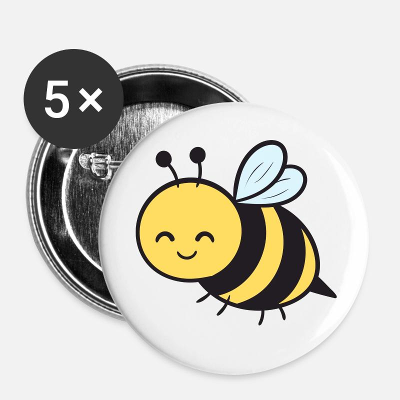 Bee Bees - Buttons small 1''/25 mm (5-pack) - white