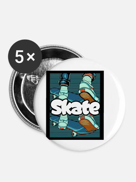 skate - Buttons klein 25 mm (5er Pack) - Weiß