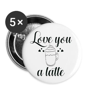 Love You A Latte - Buttons small 1''/25 mm (5-pack) - white - Front